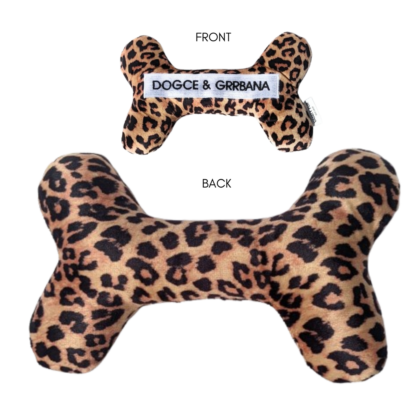 2-in-1 DOGCE & GRRBANA LEOPARD PLUSH BONE DOG TOY