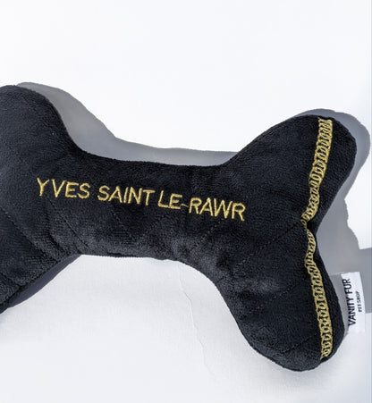 2-in-1 YVES SAINT LE RAWR BLACK PLUSH BONE DOG TOY