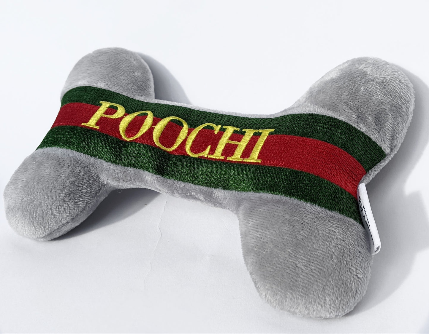 2-in-1 POOCHI GREY PLUSH BONE DOG TOY