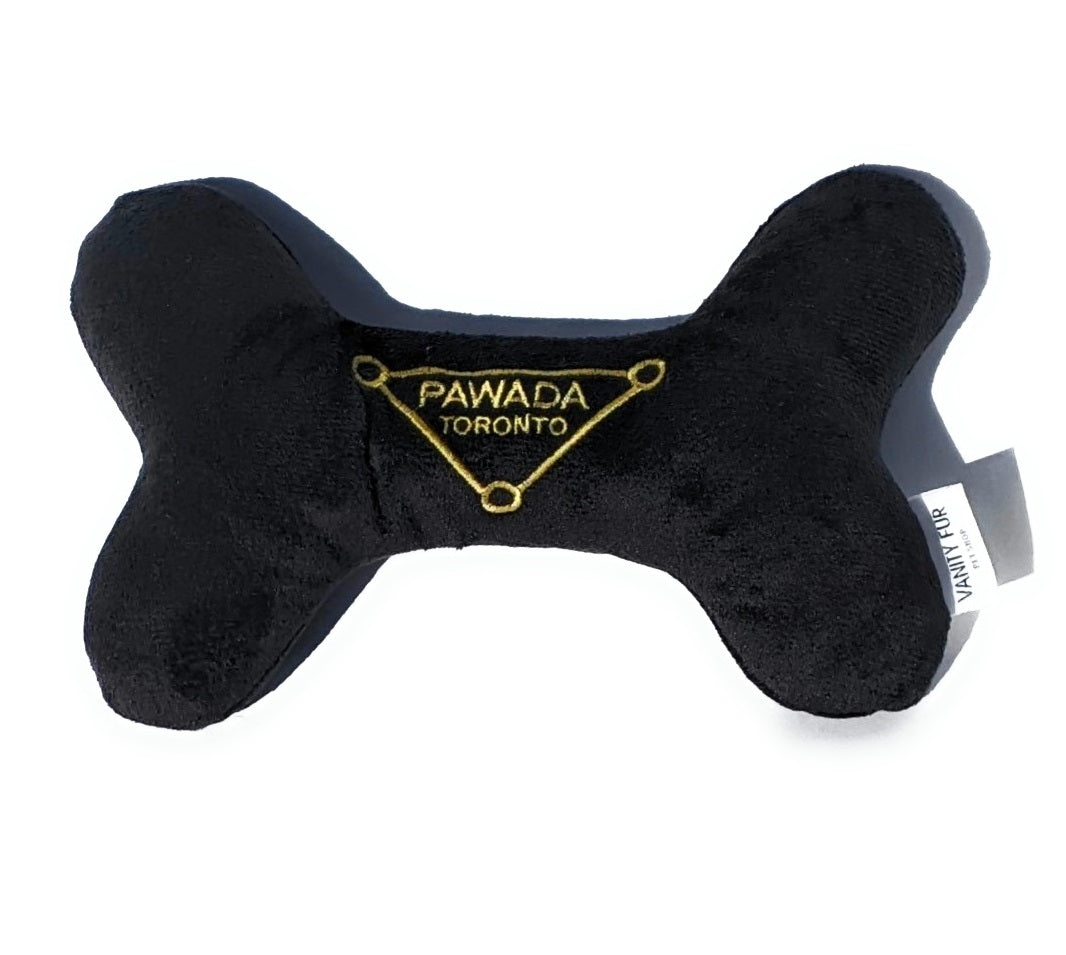 2-in-1 PAWADA BLACK PLUSH BONE DOG TOY