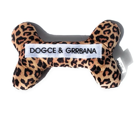 2-in-1 DOGCE & GRRBANA LEOPARD PLUSH BONE DOG TOY