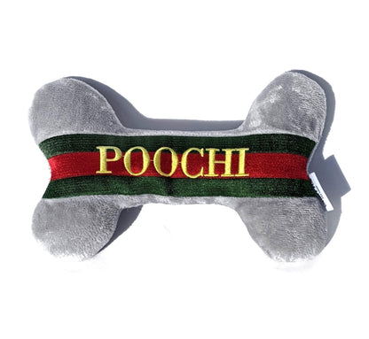 2-in-1 POOCHI GREY PLUSH BONE DOG TOY